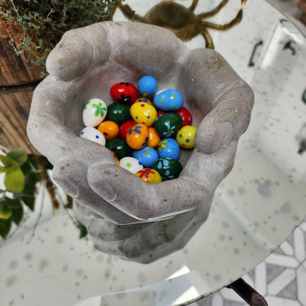 Mini Handblown Art Glass Eggs-lot of 24 Multicolor MCM Murano Style